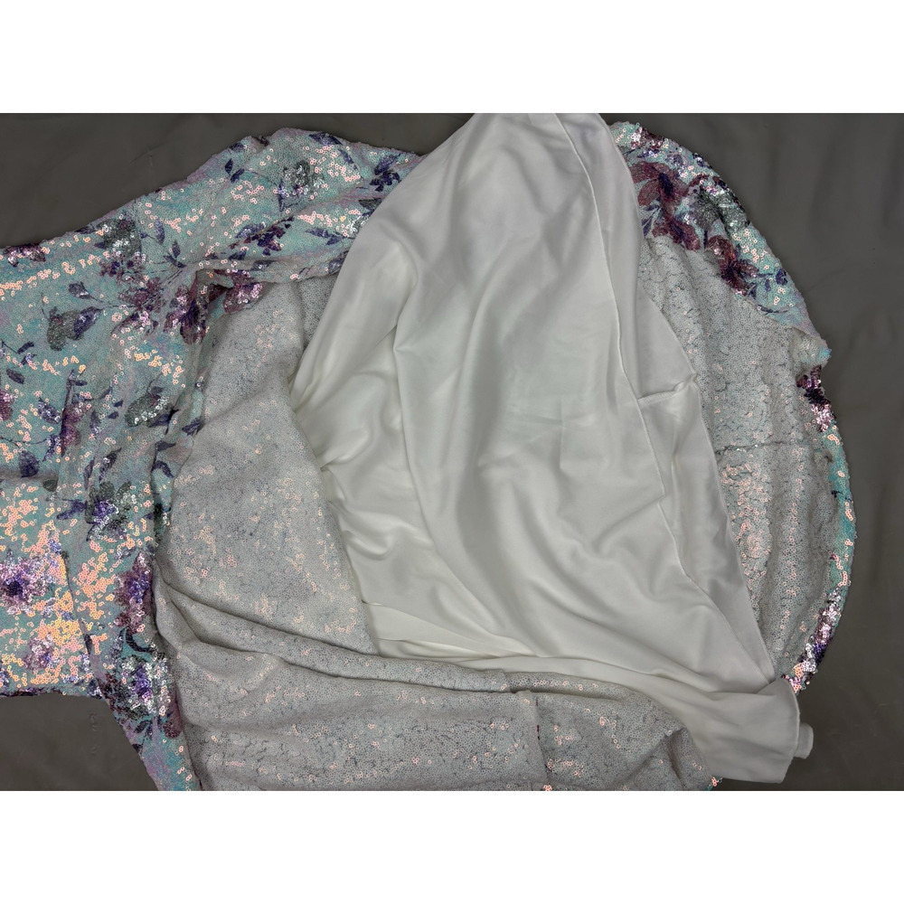 City Studio Floral Sequin Mermaid Dress Aqua Lilac Sz Large Fairy Whimsical - Picture 13 of 16